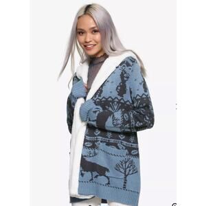 Her Universe Disney Frozen 2 Nordic Folk Pattern Sherpa Open Cardigan, Small